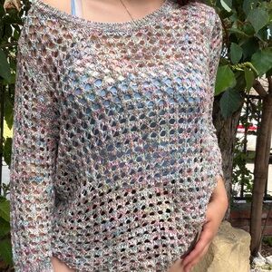 Westport Multicolor Open-Knit Scoop Neck Sweater - Pastel Mix